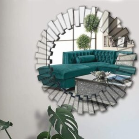 Silver Sunburst Pattern Mirror | Luxury Furniture Perth – Elegant Lifestyle