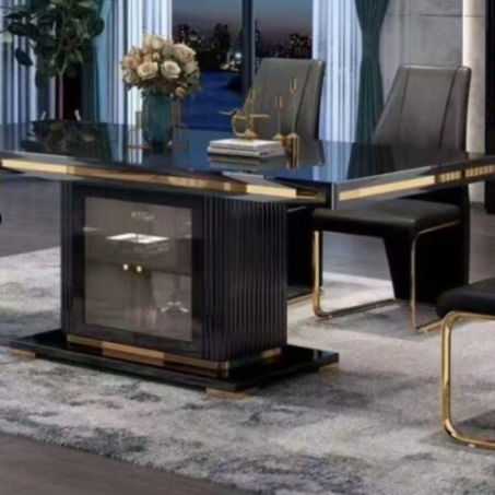 Black & Gold Luxury Dining Table with 6 Chairs — Elegant Lifestyle Perth luxury furniture