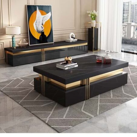 Black Luxury TV Unit & Coffee Table Set — Elegant Lifestyle Perth luxury furniture