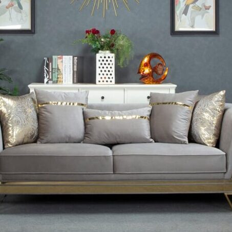 Taupe Beige Velvet Sofa Set – 6 Seater (3+2+1) — Elegant Lifestyle Perth luxury furniture