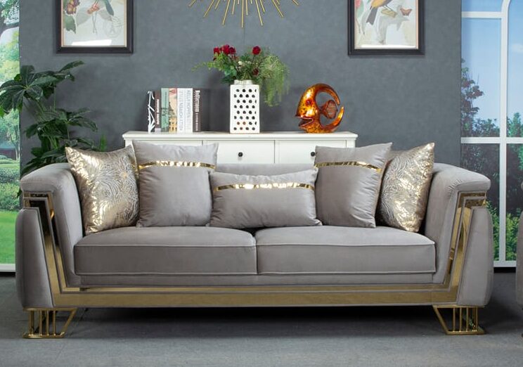 SKU 1 Taupe Beige Velvet Sofa Set – 6 Seater (3+2+1) | Luxury Furniture Perth – Elegant Lifestyle