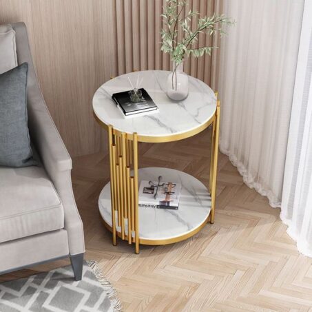 White & Gold Round Coffee Table — Elegant Lifestyle Perth luxury furniture