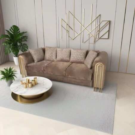 Dark Beige Velvet Sofa Set – 6 Seater (3+2+1) | Luxury Furniture Perth – Elegant Lifestyle