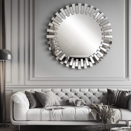 Silver Sunburst Pattern Mirror — Elegant Lifestyle Perth luxury furniture